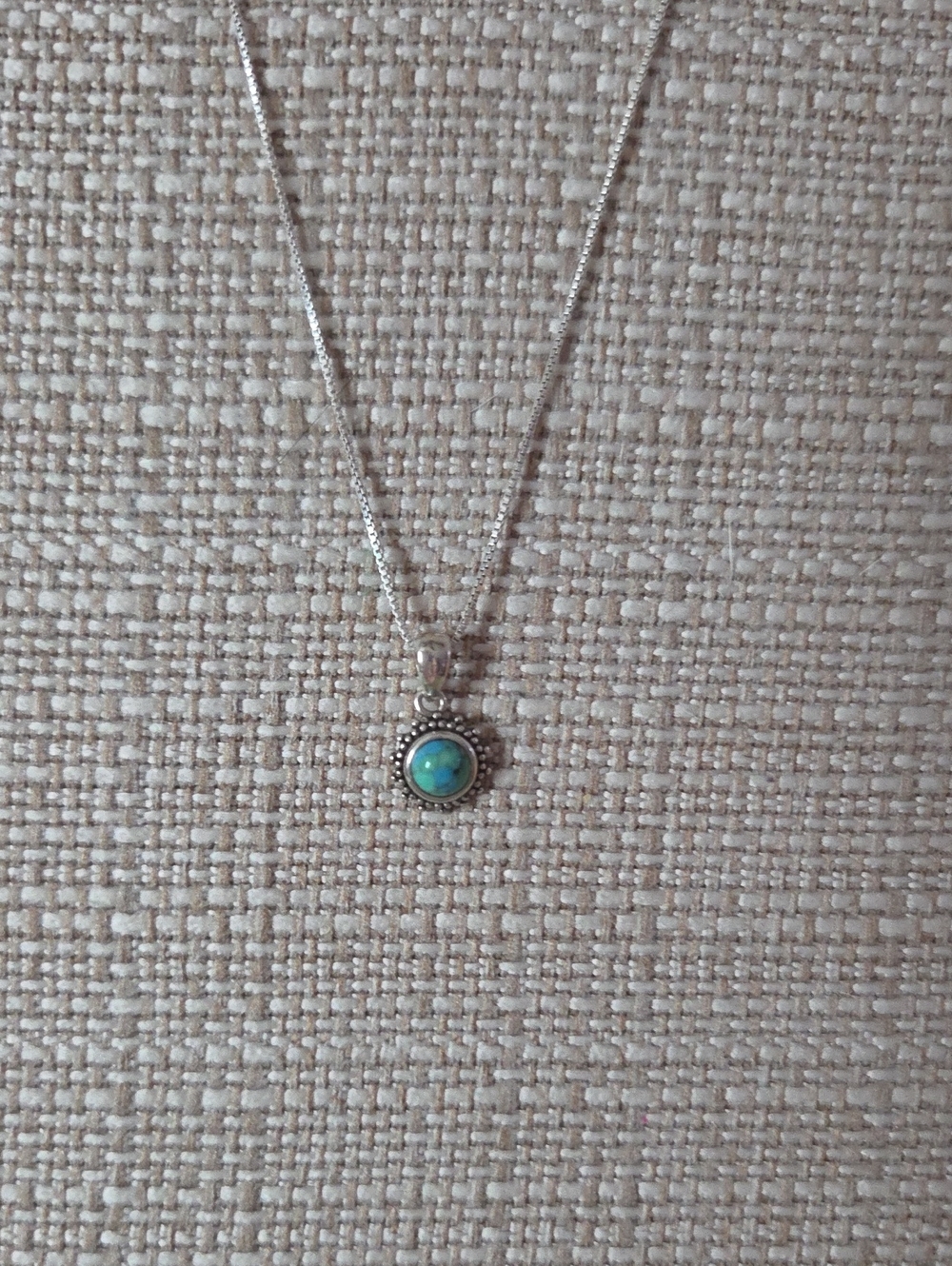 Sterling Silver 925 Southwest Turquoise Pendant Necklace - Blue Green